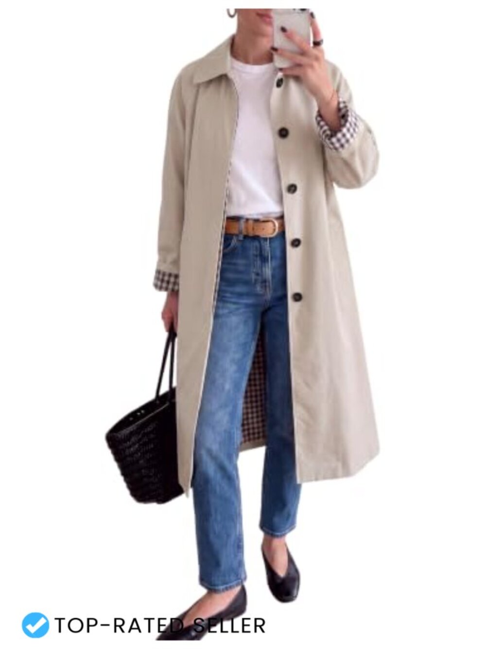 Lightweight Single Breasted Trench Coat Classic Mid Length Long Jacket